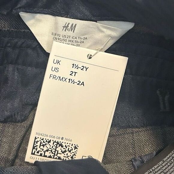 H&M Boys Dress Pants Size 2T Gray Checked Adjustable Waist Formal - Picture 4 of 7